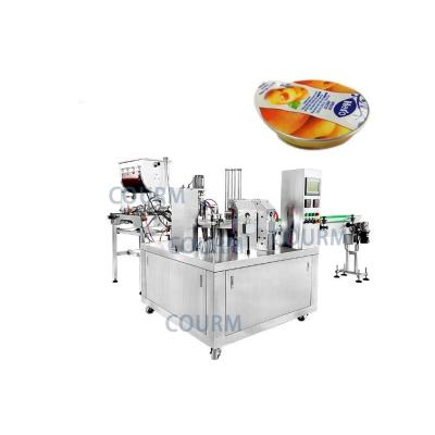 China COURM Best Price Stainless Steel Automatic Ice Cream Sealing Capping Rotary Cup Filling Machine for sale