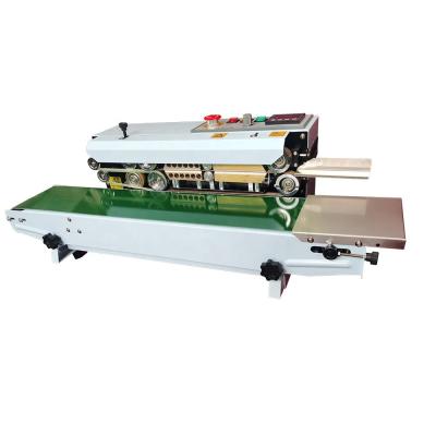 China Pouch Bags Continuous Band Sealer Sealing Machine Semi-automatic Horizontal Plastic Poly/pe Aluminium Foil Seal Plastic Products for sale