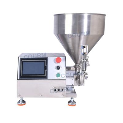 China Semi automatic rotary pump servo motor cream honey yellow peach canned lipstick cosmetic paste filling machine for sale