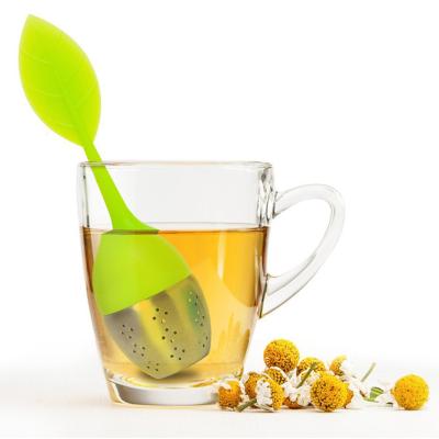 China silicone stainless steel Sweet Leaf Tea Infuser Reusable Strainer with Drop Tray Novelty Tea Ball for sale