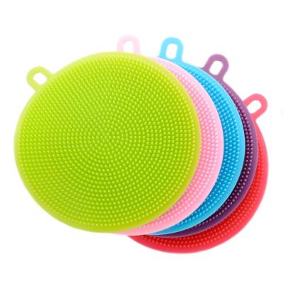 China multi colorSilicone Dish Bowl Cleaning Brush Silicone Scouring Pad silicone dish sponge Kitchen Pot Cleaner Washing Tool for sale