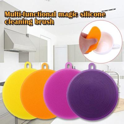 China New Silicone Dish Washing Sponge Scrubber Cleaning Antibacterial Kitchen Tools Kitchen Cleaning Accessories for sale