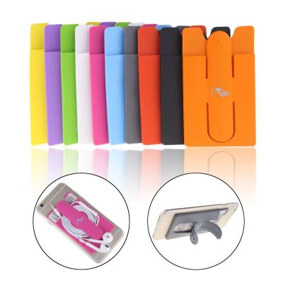 China Mix Color Universal Silicone Stick on Credit Card Holder with Phone Stand - Fits Apple Iphone 6, 6 Plus, 5s, 5, 4,sony X for sale