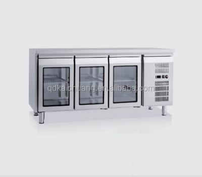 China 201 / 304 Stainless Steel Commercial Kitchen Stainless Steel Glass Door Under Counter Refrigeration Equipment for sale