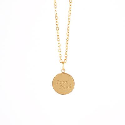 China FASHIONABLE Wish Hot Jewelry Blessing Fashion Waterproof Gold Plated Stainless Steel Good Luck Charm Coin Pendant Necklace For Women Girls for sale