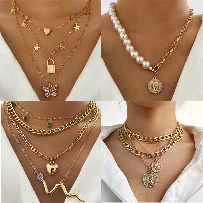 China Bohemian Chunky Chain Choker Necklace Snake Environmentally Friendly Multilayer Portrait Snake Vintage Bohemian Pendant Necklaces For Women Jewelry for sale