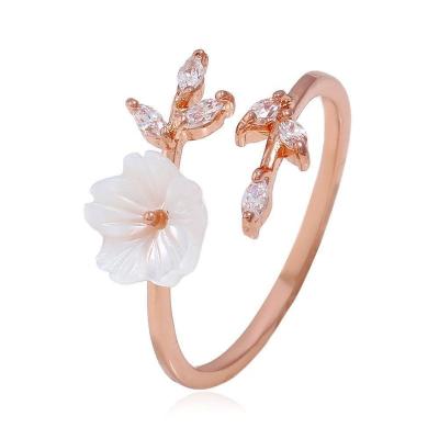 China 2021 Hot-selling TRENDY Crystal Flower Adjustable Ring Temperament fashion jewelry for women girls for sale