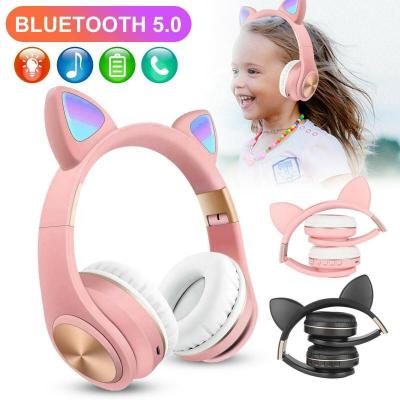 China Cute Pink Cat Ear Headphone For Kid Audifonos Cat Claw Headset Stereo Wireless Earphone for sale