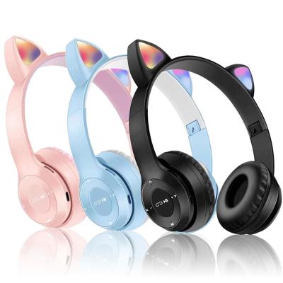 China P47M Cat Ear Headphones Wireless Foldable LED Glowing Wireless Headset for sale