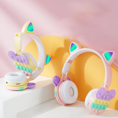 China Custom Super Soft Earmuff Cat Ear Earphone With Mic Headset Kids Headphones Headband Custom Earphones for sale