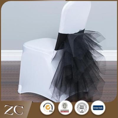 China Factory Sale Disposable Chiffon Party Fancy Ruffle Wedding Chair Sashes Natural for sale