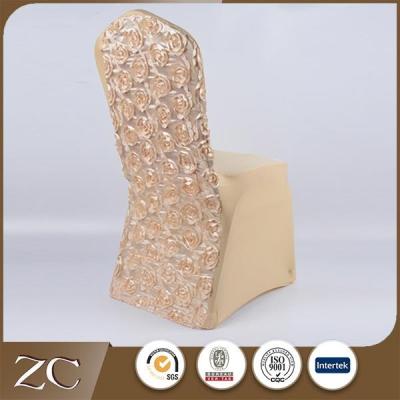 China Spandex with satin embroidery good quality new design universal spandex chair covers for plastic chairs for sale