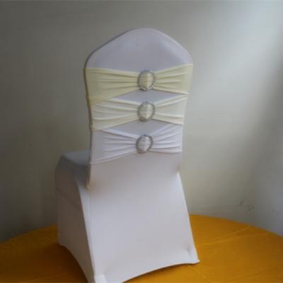 China Hot Sale Washable Lycra Chair Bandage With Good Round Silver Buckle for sale