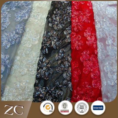 China Good Price Hotel Textile Sustainable 3d Flower Lace Embroidered Fabric for sale