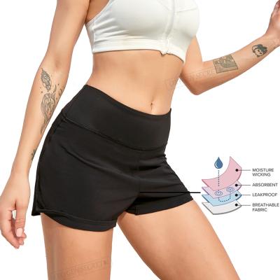 China Menstrual Period Yoga Pants Pouch Gaiters Yoga Fitness Shorts Breathable Stretch Workout Pants Period Pants For Women for sale