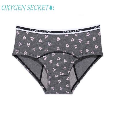 China Wholesale Antibacterial Heart Printing Cotton Leak Proof Organic Menstrual Underwear Breathable Comfortable Reusable Period Panties For Women for sale