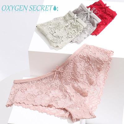 China Antibacterial Transparent Fancy Butterfly Lace Seamless Breathable Low-Waist Lace Comfort Sexy Underwear For Women for sale