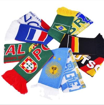 China Custom Cheap Men's Long Logo Women's Double Sided Custom Logo Football Team Club Knitted Scarf Printed Long World Soccer Cup for sale