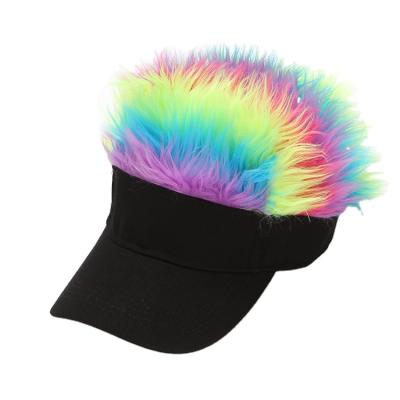 China Outdoor sports hip-hop baseball cap wig character color banquet performance funny hat rainbow wild creative adult sun hat for sale