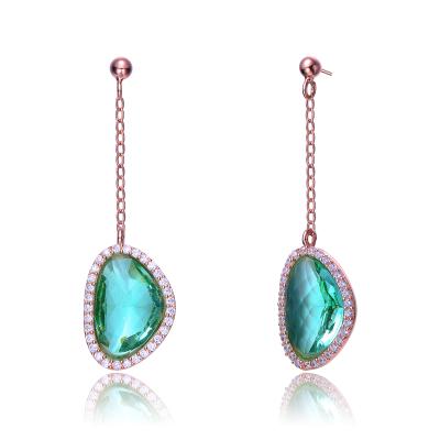 China High Quality Keiyue Engagement Gift High Quality Zircon 925 Sterling Silver Round Dangle Long Drop Earrings for sale