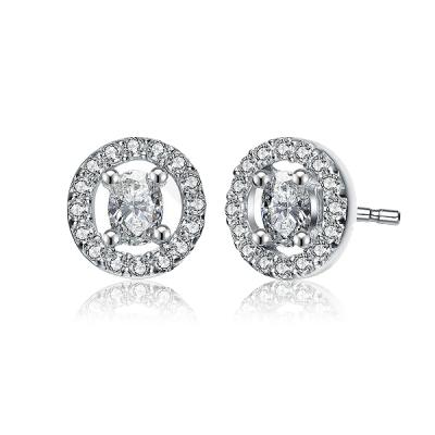 China CLASSIC Jewelry Diamond Hollow Cz Cubic Zirconia Smart 925 Sterling Silver Women Stud Earrings Birthday Engagement Gift for sale