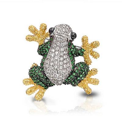 China Frog Design Korean Craft Brooches Mens Green Frog Custom Animal Brooch for sale