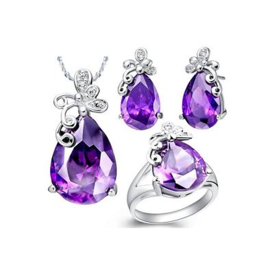 China dulhan nickel free amethyst cz jewelry necklace sets for women for sale