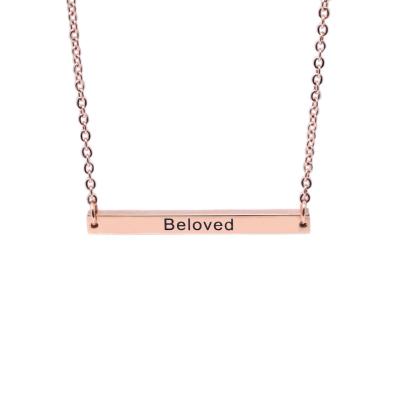 China CLASSIC Inspire Stainless Steel Jewelry Rose Gold Bar Necklace 'LOVED' Minimalist Trendy Woman Jewelry for sale