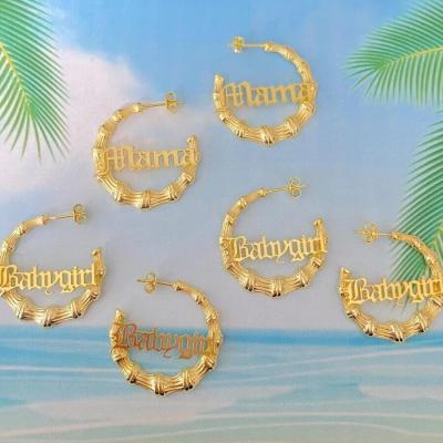 China CLASSIC Inspire Stainless Steel Jewelry Personalized Custom Stainless Steel Bamboo Earring With Name Circles for sale