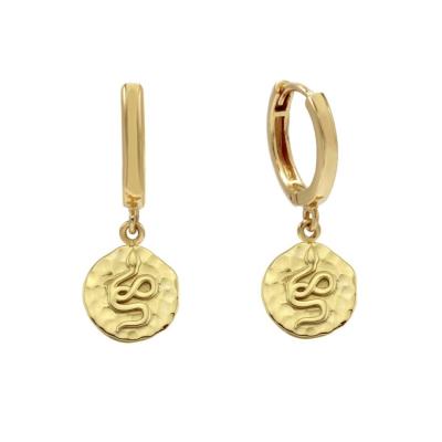 China CLASSIC Inspire Stainless Steel Jewelry Minimal Snake Hammered Disc Circle Earrings 18k Gold Plated Earrings for sale