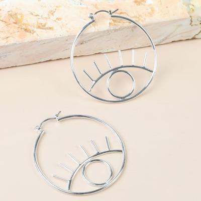 China CLASSIC inspire stainless steel jewelry open eye with lashes circle earrings ladies personalized earrings for sale