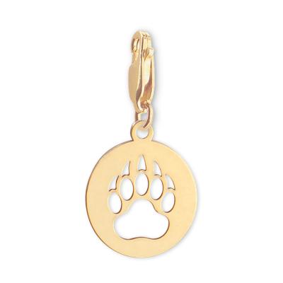 China Cute Inspire Stainless Steel Jewelry Custom Design Bear Paw Disc Charm Gold Plated Baby Bottle Charm Pendant for sale