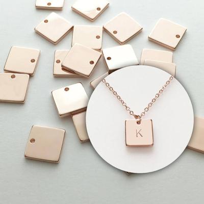 China CLASSIC Inspire Empty Jewelry Square Shape 316L Stainless Steel Pendants Charms For DIY Necklace Accessories Jewelry for sale