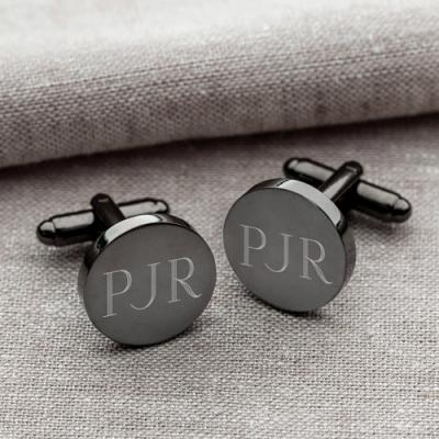 China Trendy Inspire Custom Stainless Steel Jewelry Mens Fashion Personalized Gunmetal Gunmetal Monogram Cufflinks for sale