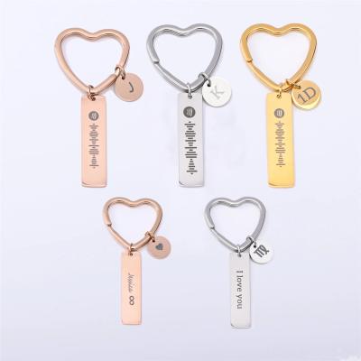 China Trendy Inspire Music Spotify Scan Barcode Key Chain Jewelry Personalized Promise Women Men Lock Heart Chain Key Rings for sale