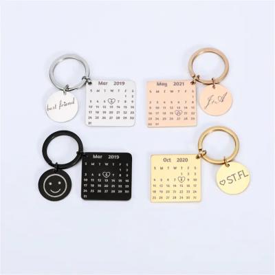 China Trendy Inspire Personalized Wedding Date Key Chain Jewelry Calendar Key Chain Birthday Anniversary Gift Personalized for sale