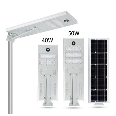 China ROAD Lampione Factory Price Waterproof Solare Stradale 50Watt Integrated Intelligent All In One Outdoor Solar Led Street Light for sale