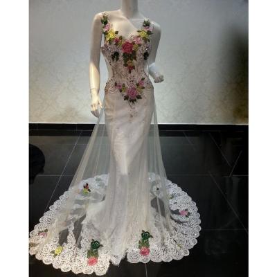 China Anti-Static Tulle Crystal Prom Dress Flower Evening Dress for sale