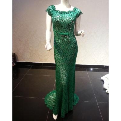 China Nice Anti-static Green Rhinestone Tube Evening Dress Mermaid Style for sale