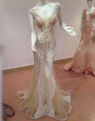 China OEM Anti-Static Product Champagne Backless Evening Dress for sale