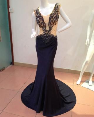 China Dark Blue Sequin Anti-Static Arabic Style Mermaid Prom Dress for sale