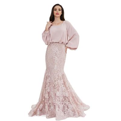 China Latest Fashion Elegant Pink Western Style Evening Dress Anti-Static for sale