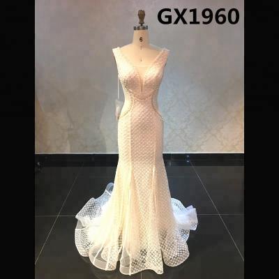 China Anti-Static Slim Wedding Dress Mermaid Lace Bridesmaid Evening Dresses for sale