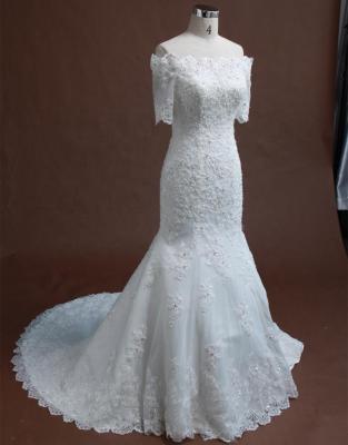 China Anti-Static Boat Neck Half Sleeve Women Mermaid Wedding Dresses for sale