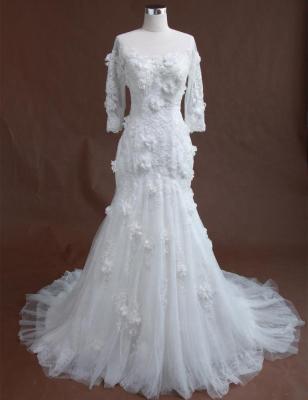 China Anti-Static Field Train Embroidery Half Sleeve Wedding Dress for sale