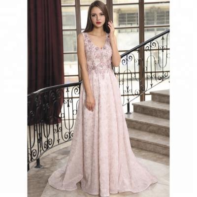 China Women Anti-Static V-Neckline Evening Wedding Dress Sleeveless Ball Gown for sale