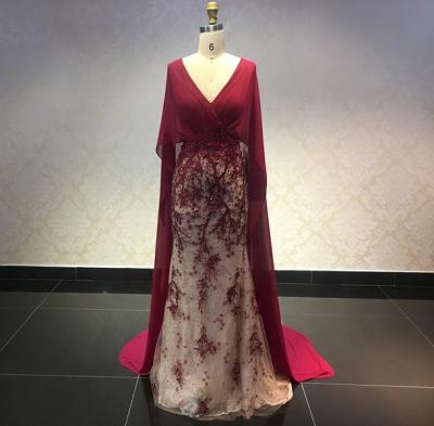 China Anti-Static Red Chiffon Field Train Ladies Straight Dinner Dresses for sale