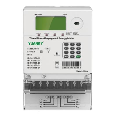 China Three Phase Prepaid Electricity Meter 1000imp/Kwh Measuring Energy Range 3*230/400V zu verkaufen