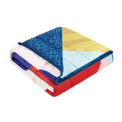 China Anti-pilling Customized Minky Organic Cotton Blanket Double Side Weighted Heavy Blankets Different Color for sale