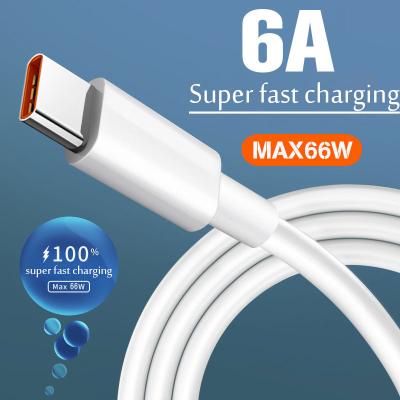 China Mobile Phone 6A 66W USB Type C Super Fast Cable For Huawei Mate 40 50 Xiaomi 11 10 Pro For  R17 Fast Charging USB C Charger Cable Data Cord for sale